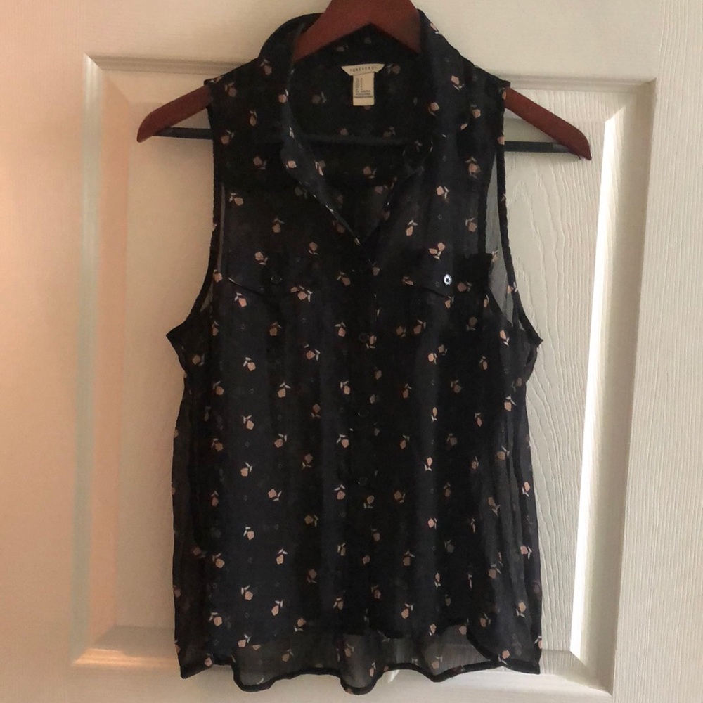 Forever 21 black floral blouse